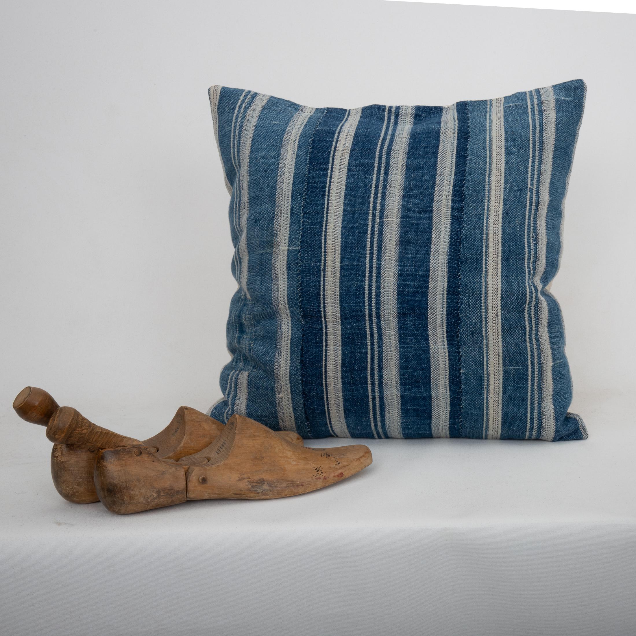 Hand-Woven Pillowcase Made from a Vintage Mali Indigo Cloth