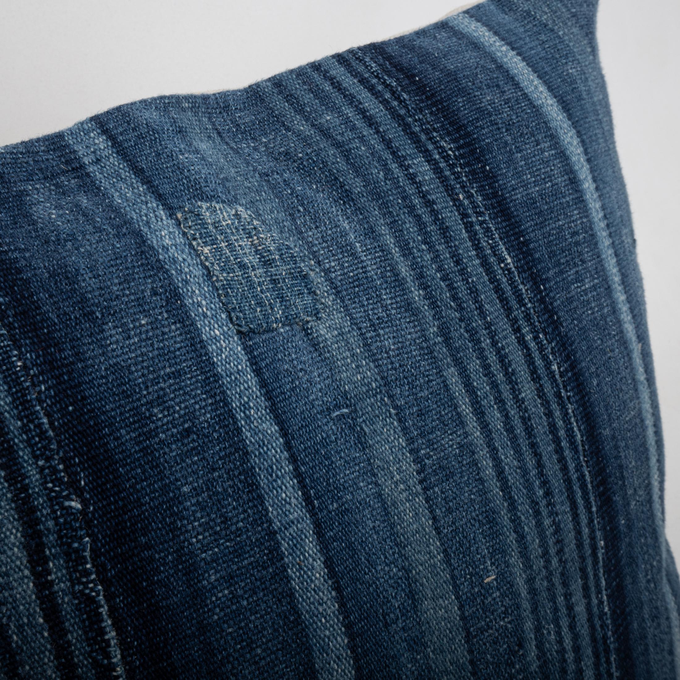 Hand-Woven Pillowcase Made from a Vintage Mali Indigo Cloth