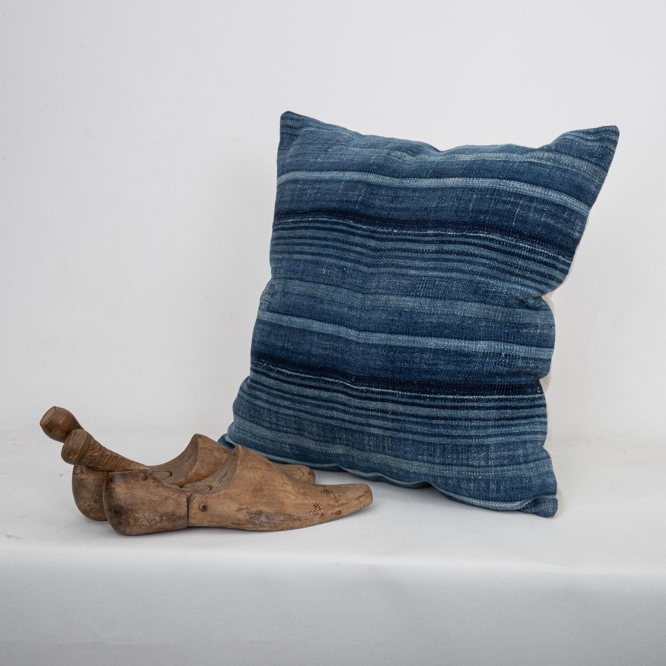 20th Century Pillowcase Made from a Vintage Mali Indigo Cloth