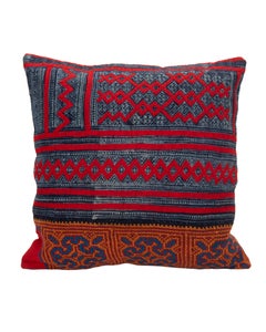 Pillowcase Made From a Vintage Miao Appliqué and Batik Panel