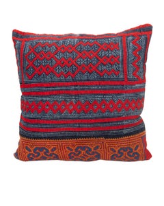 Pillowcase Made From a Vintage Miao Appliqué and Batik Panel