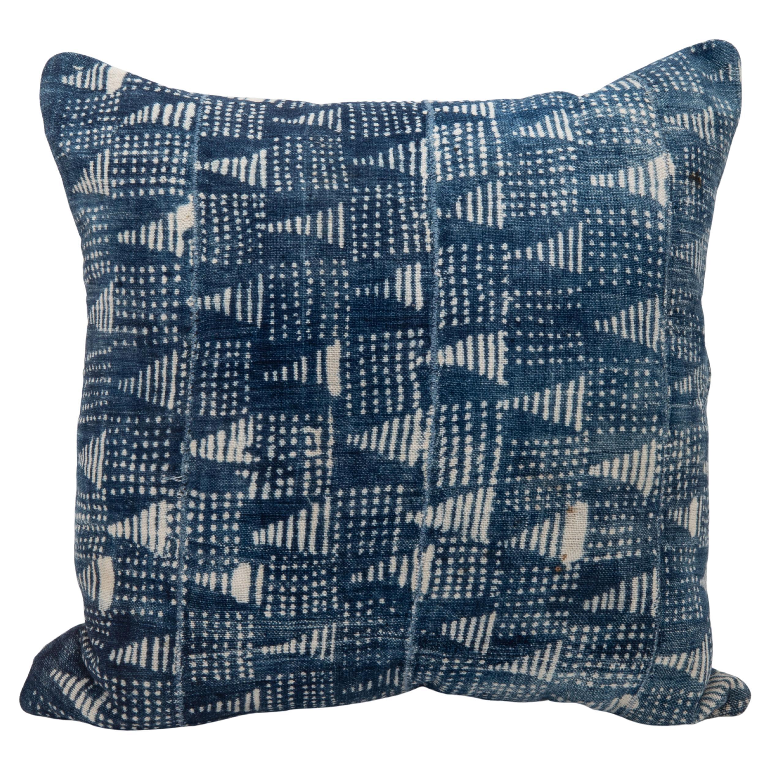 Pillowcase Made from African Indigo Mali Cloth, mid 20th C.