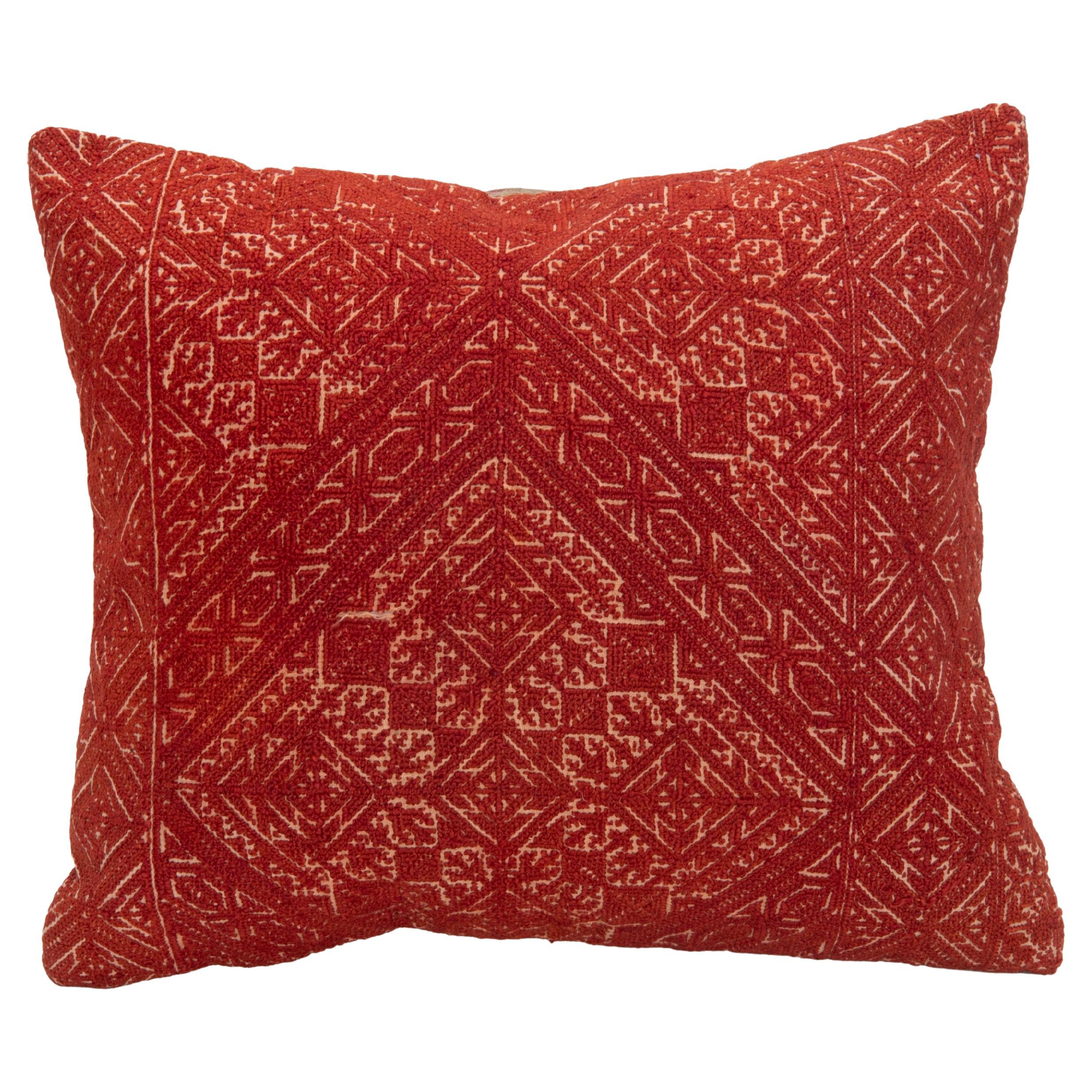 Taie d'oreiller en broderie de Fez marocaine ancienne