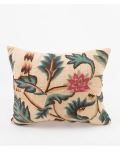 Pillowcase Made from an Antique Crewel Embroidery, England