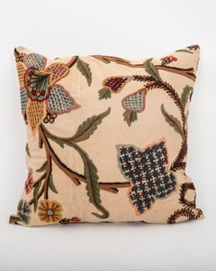 Pillowcase Made from an Antique Crewel Embroidery, England