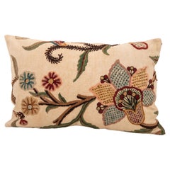 Pillowcase Made from an Antique Crewel Embroidery, England
