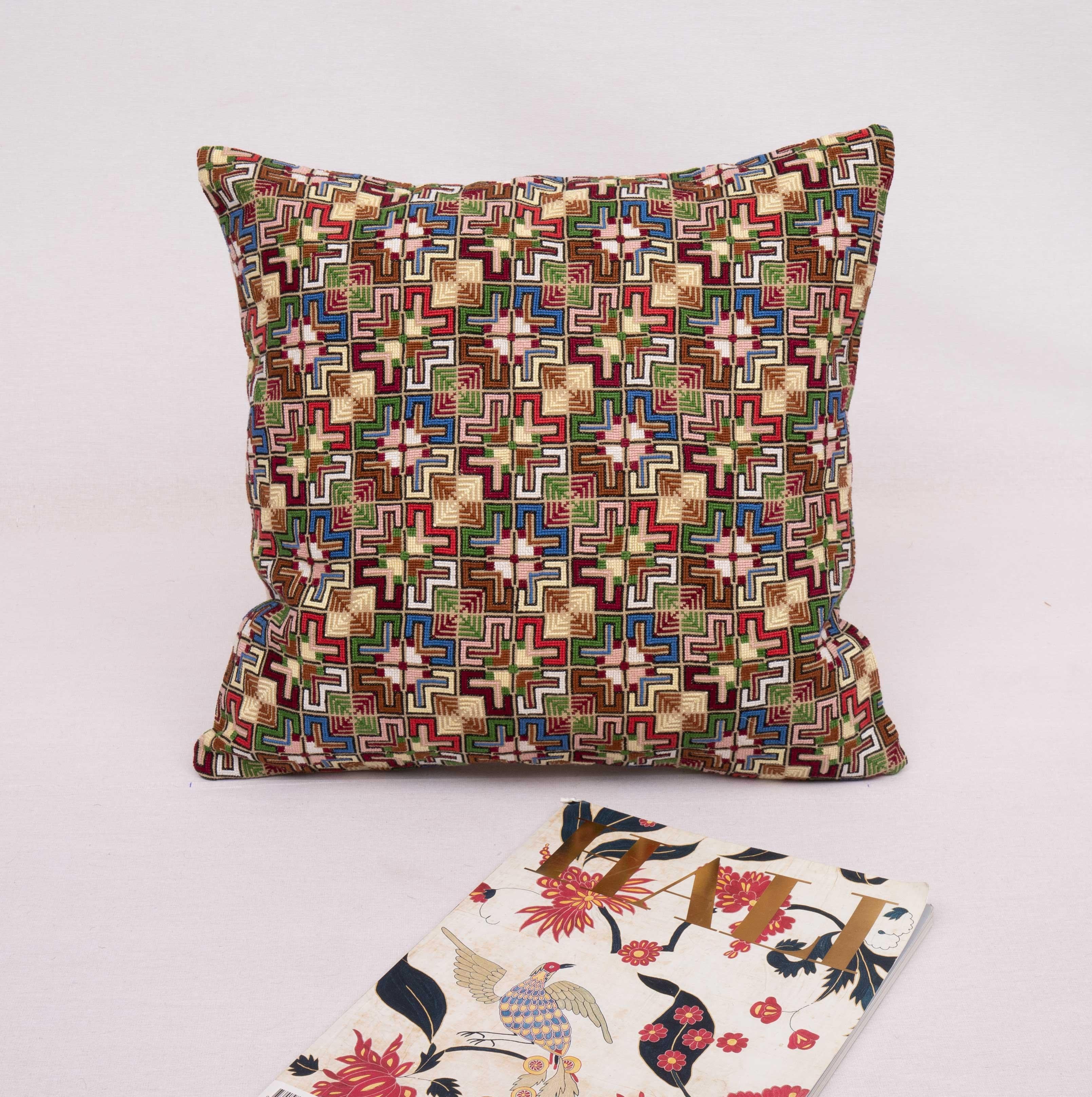 Suzani Pillowcase Made from an Antique Eastern European Embroidered Panel For Sale