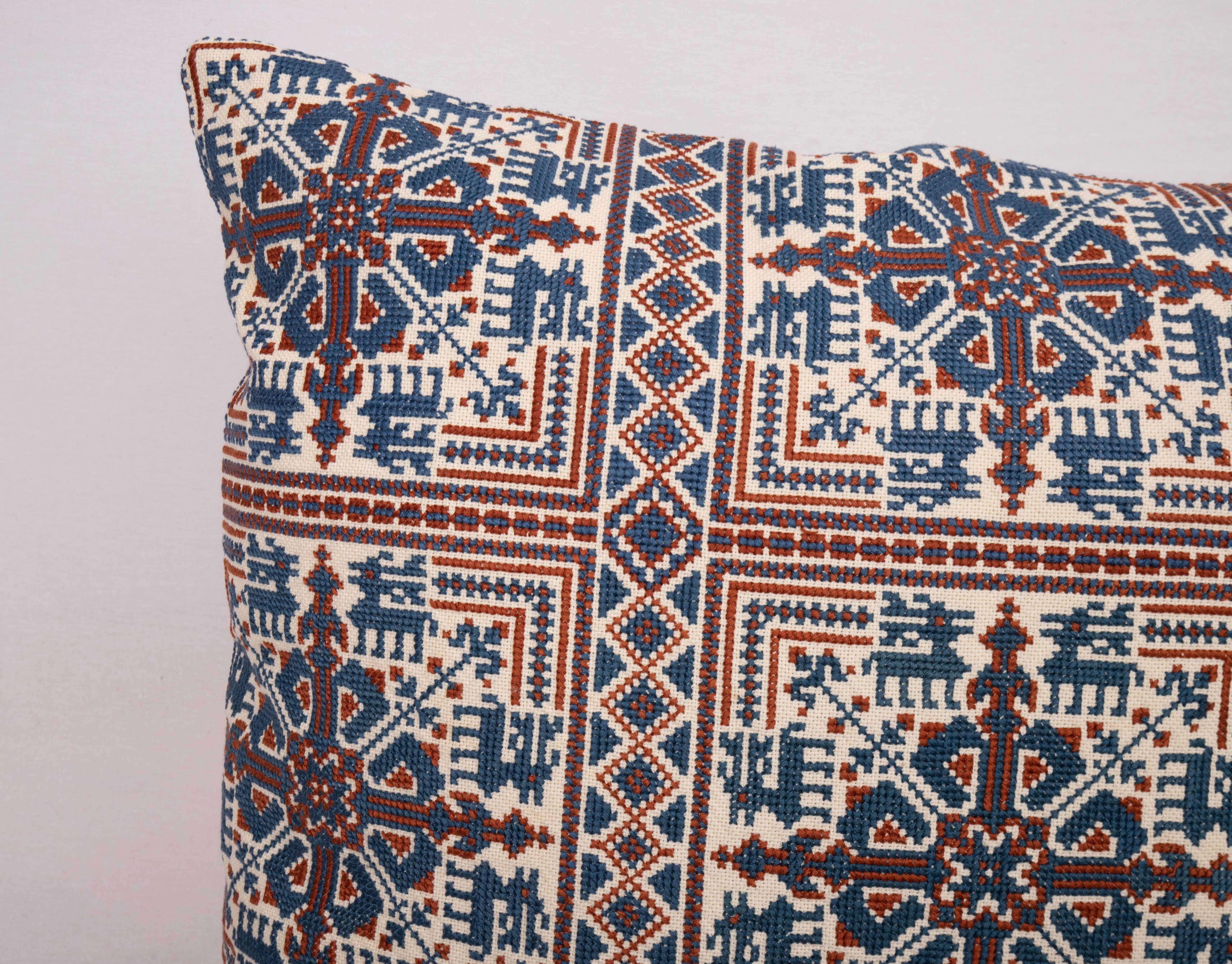 Bulgarian Pillowcase Made from an Antique Eastern European Embroidered Panel For Sale