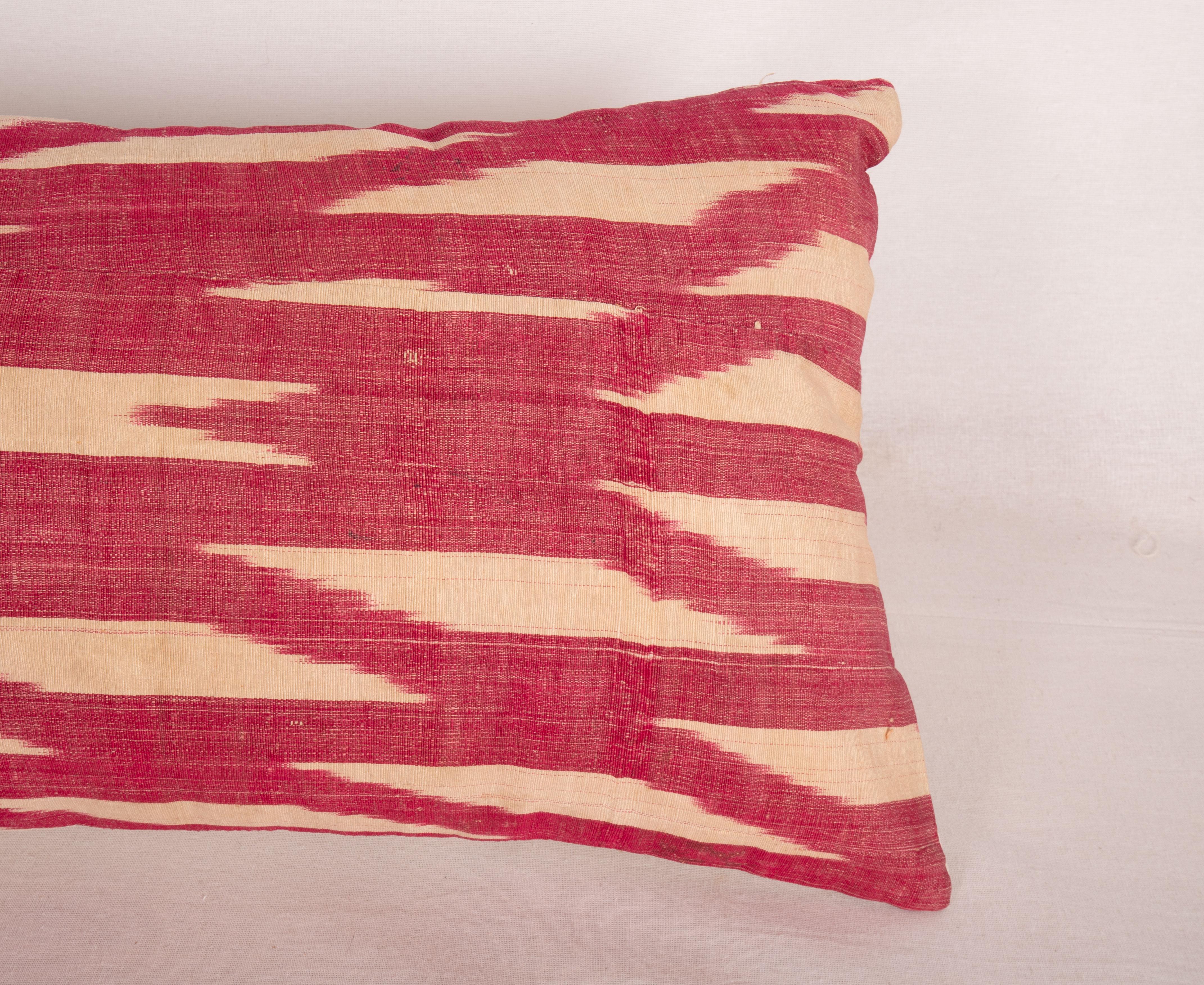 Silk Pillowcase Made from an Antique Ikat, Uzbekistan, L 19th C. For Sale