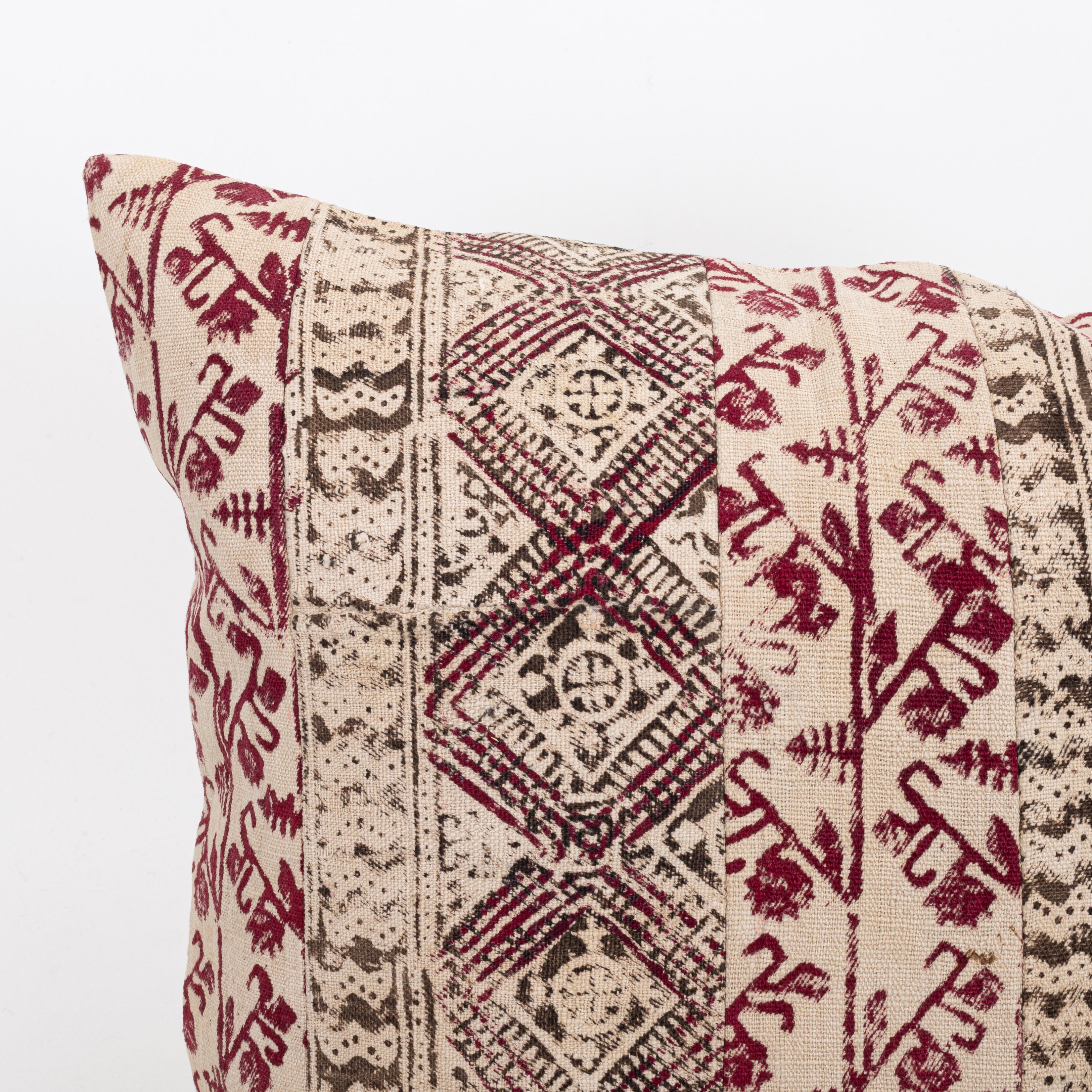 Turkish Pillowcase Made from an Early ‘0th C. Anatolian Rustic Block Printed Panel For Sale