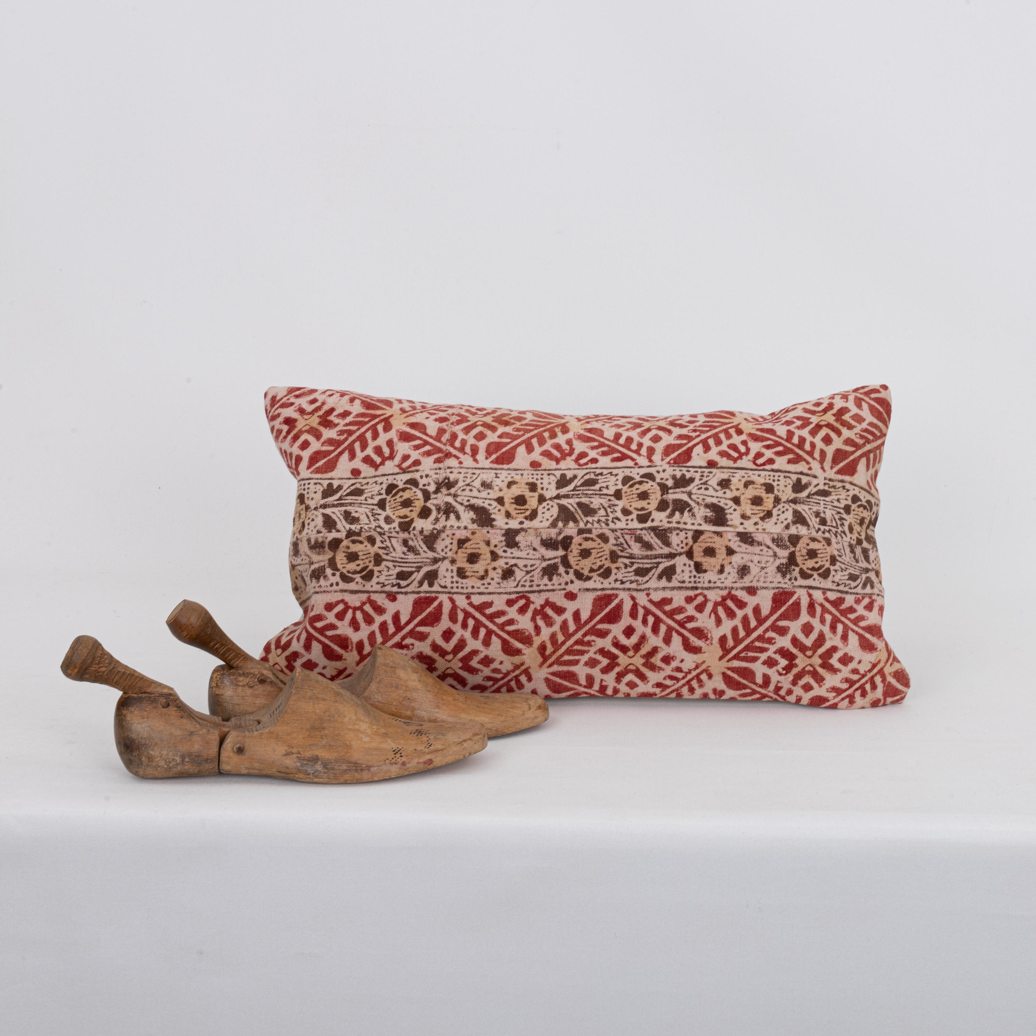 Turkish Pillowcase Made from an Early ‘0th C. Anatolian Rustic Block Printed Panel For Sale