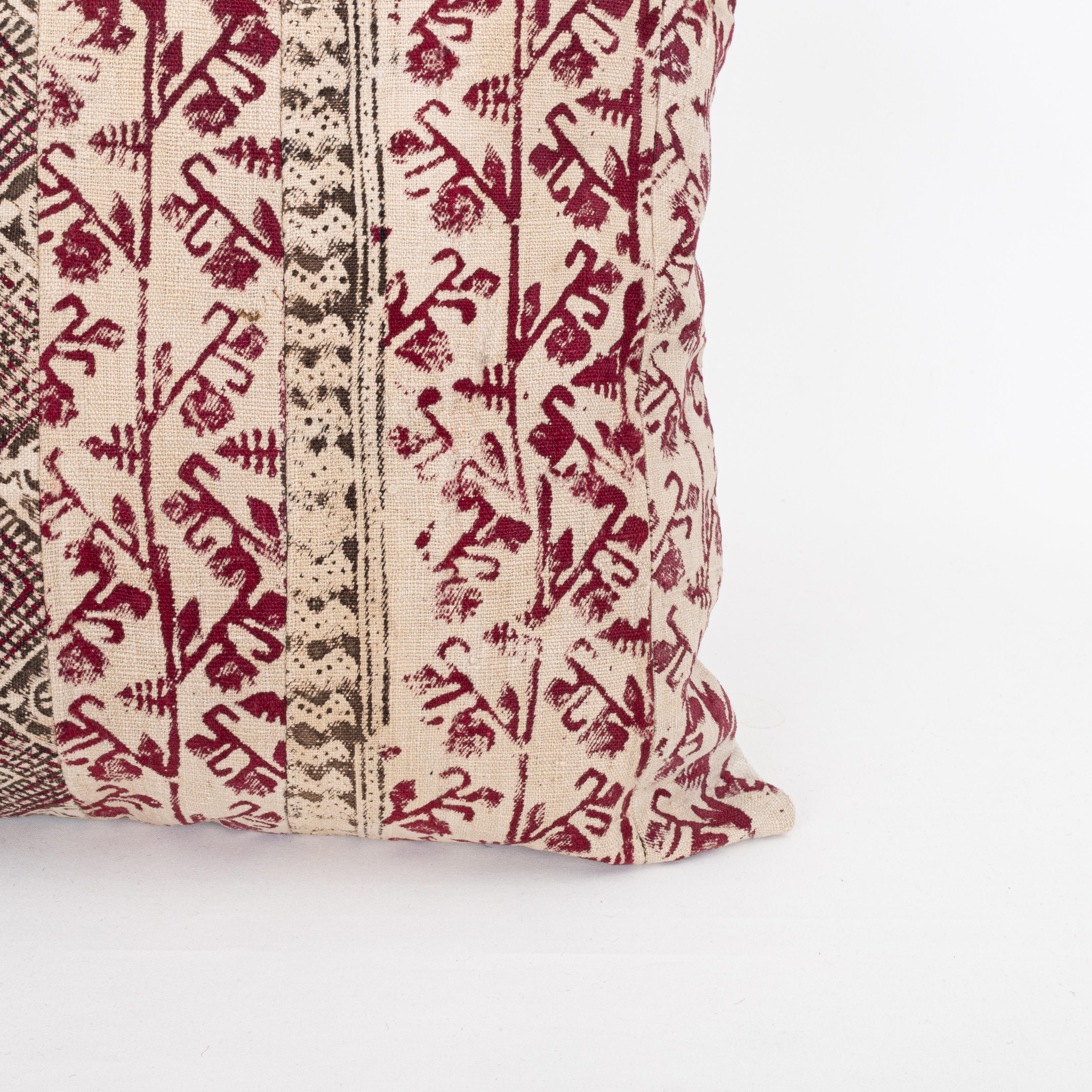Kalamkari Pillowcase Made from an Early ‘0th C. Anatolian Rustic Block Printed Panel For Sale