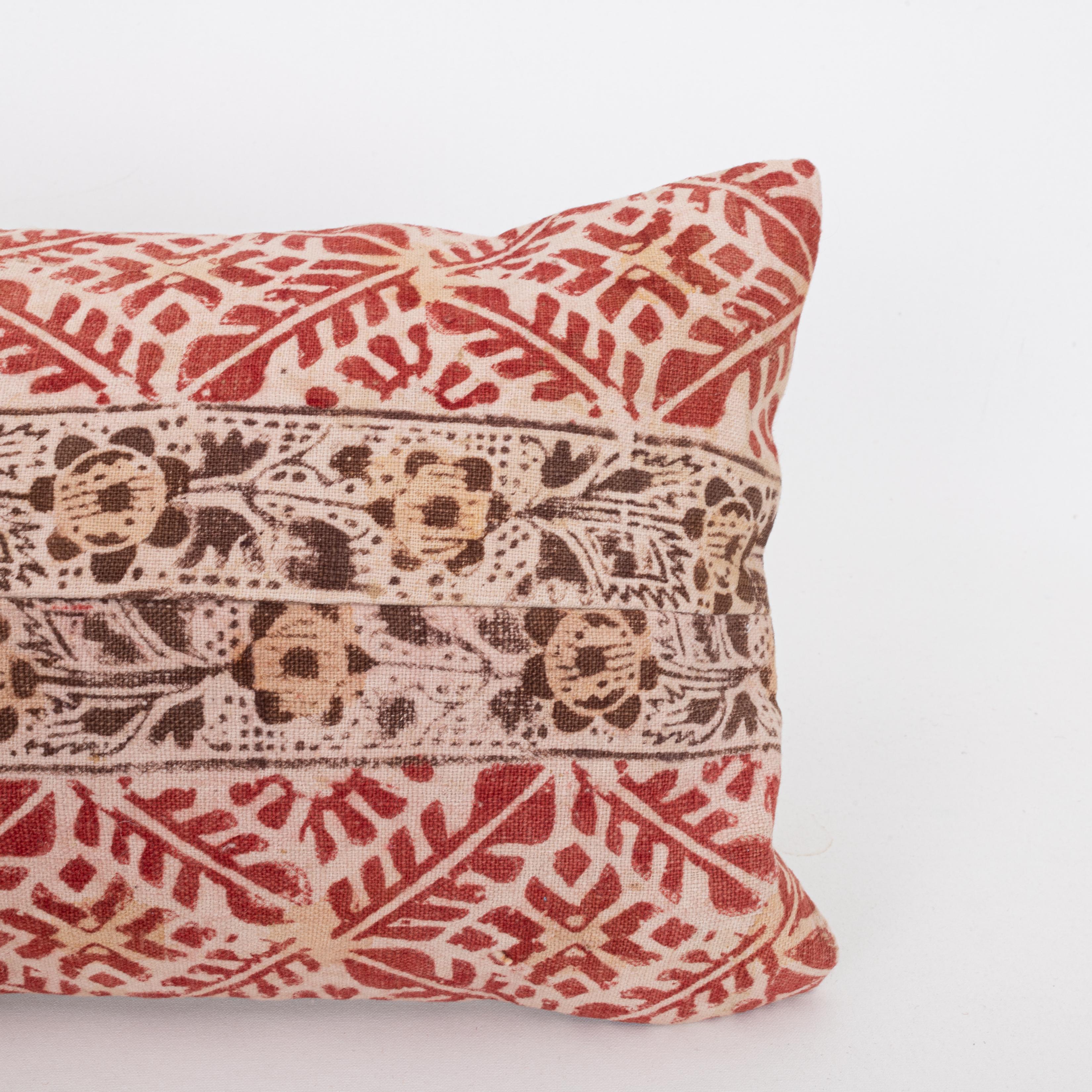 Kalamkari Pillowcase Made from an Early ‘0th C. Anatolian Rustic Block Printed Panel For Sale