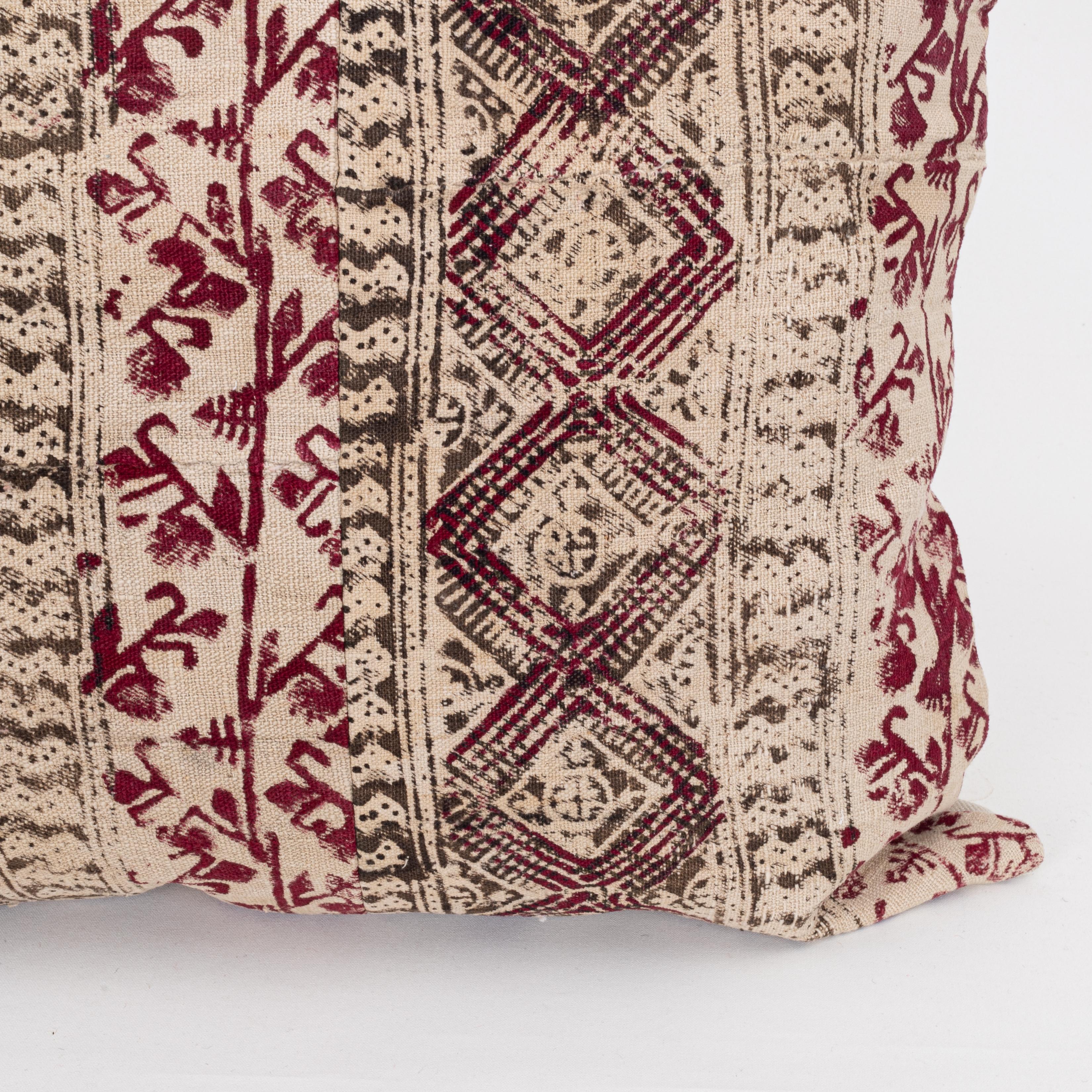 Kalamkari Pillowcase Made from an Early ‘0th C. Anatolian Rustic Block Printed Panel For Sale