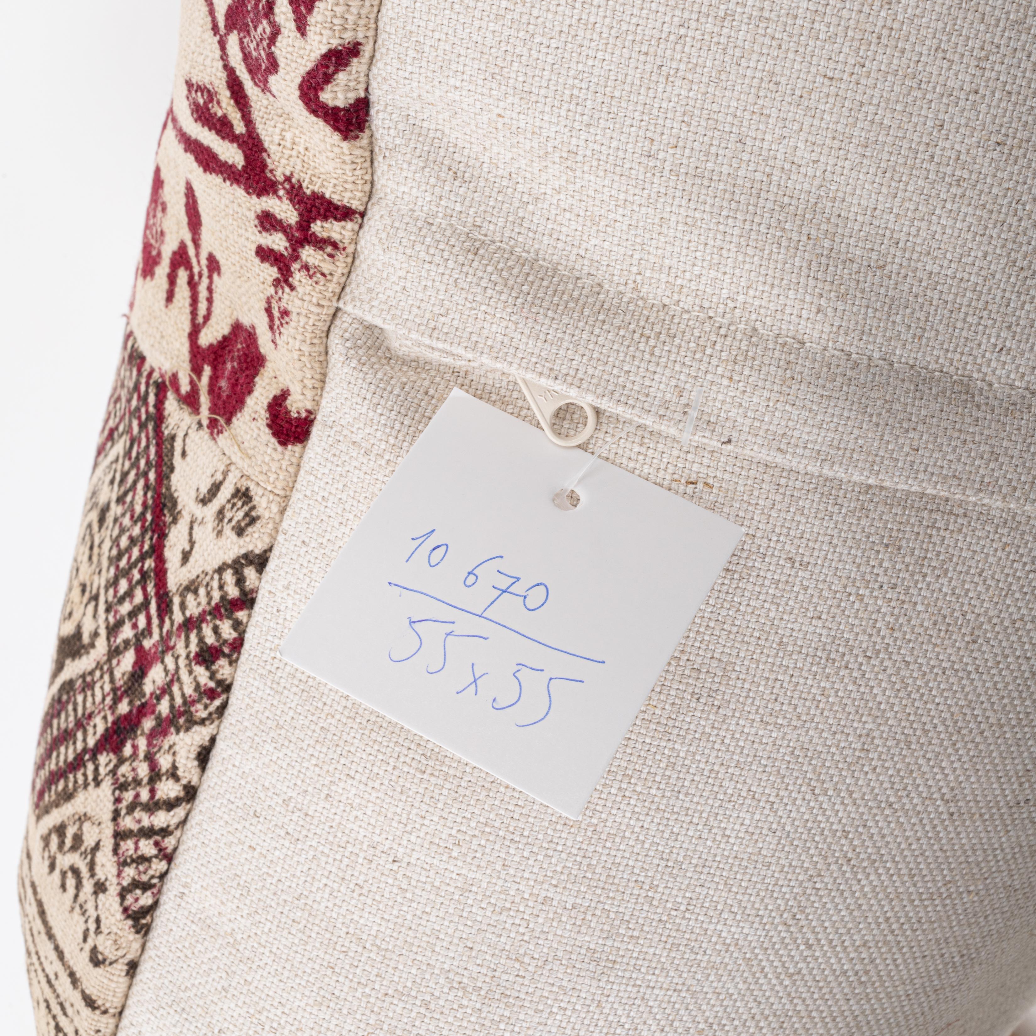 Cotton Pillowcase Made from an Early ‘0th C. Anatolian Rustic Block Printed Panel For Sale