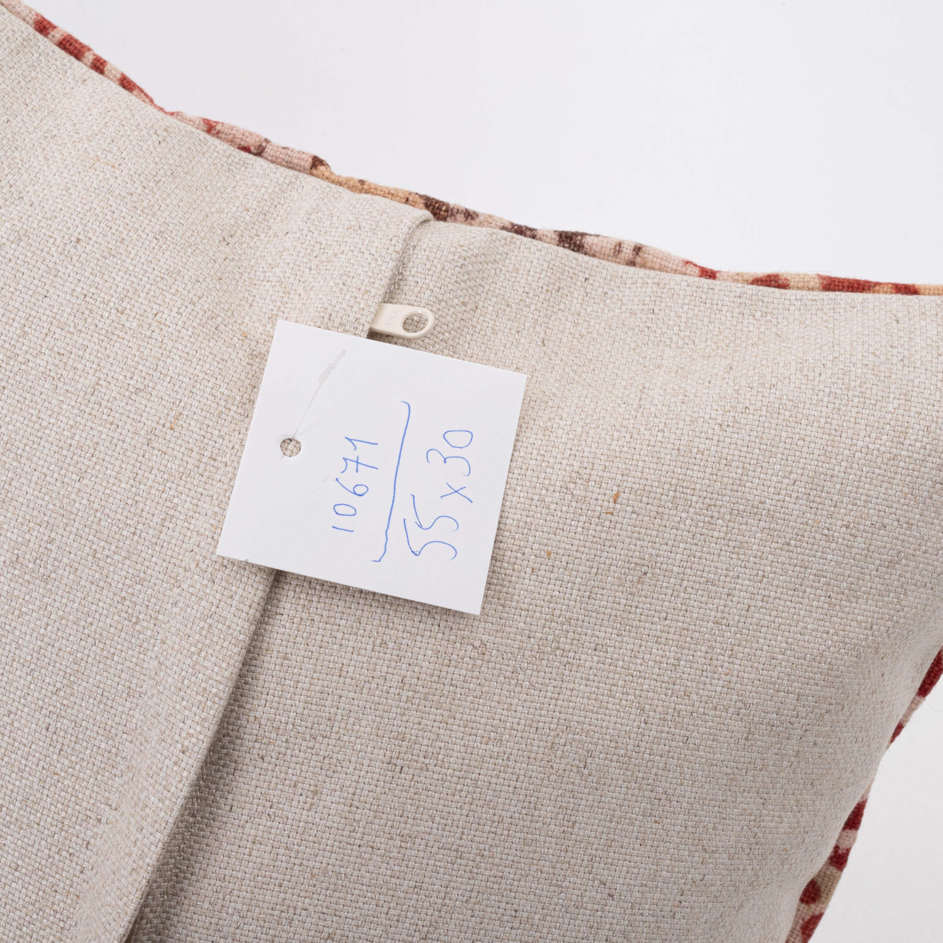 Cotton Pillowcase Made from an Early ‘0th C. Anatolian Rustic Block Printed Panel For Sale