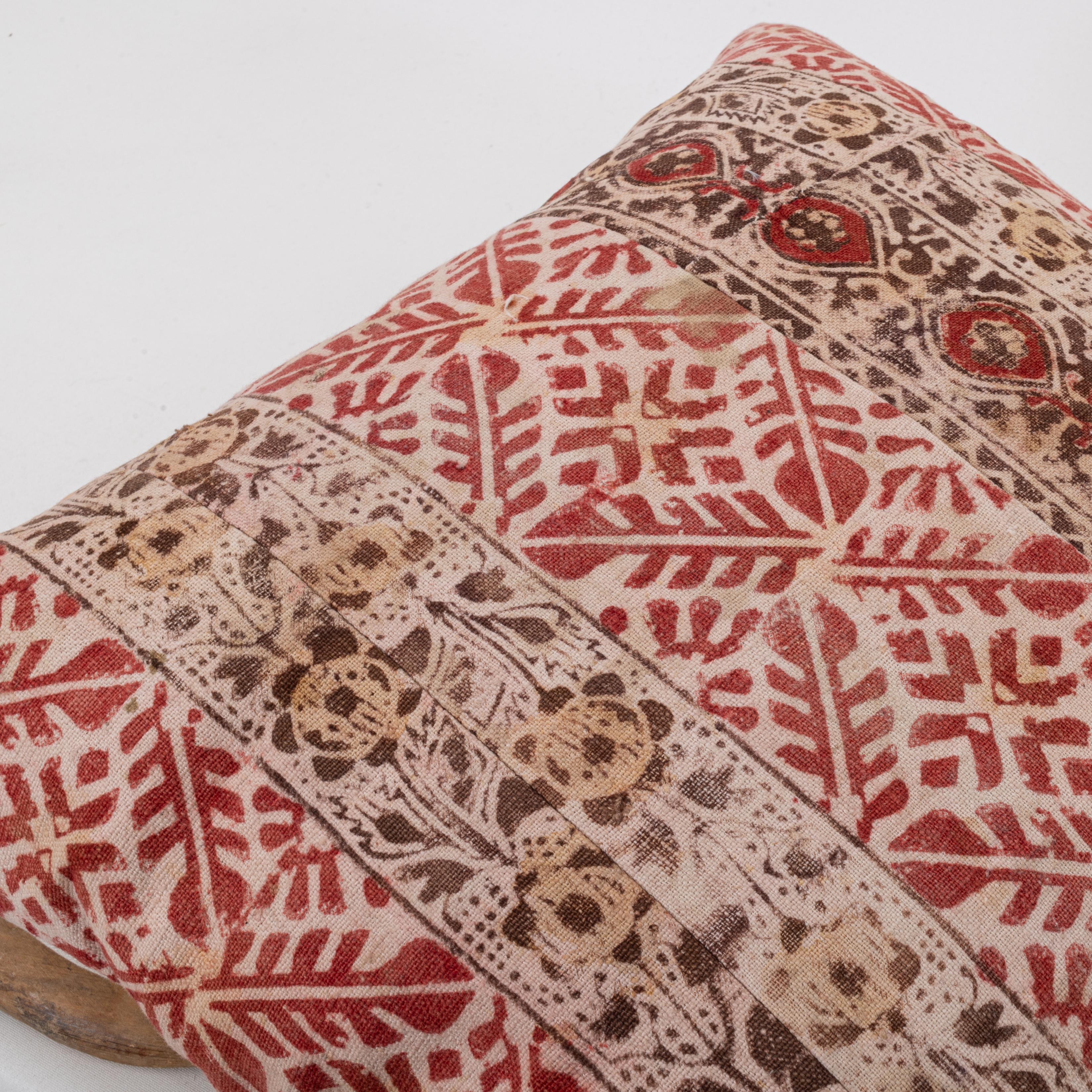 20th Century Pillowcase Made from an Early 20th C. Rustic Block Printed Panel For Sale