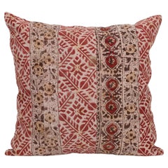 Pillowcase Made from an Early 20th C. Rustic Block Printed Panel