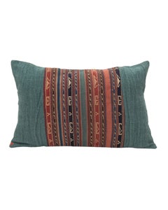 Pillowcase Made from Antique Kilim Fragment and Contemporary Hemp Fabric