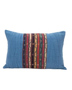 Pillowcase Made from Antique Kilim Fragment and Contemporary Hemp Fabric