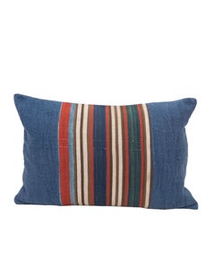 Pillowcase Made from Antique Kilim Fragment and Contemporary Hemp Fabric