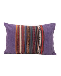 Pillowcase Made from Antique Kilim Fragment and Contemporary Hemp Fabric