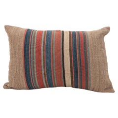 Pillowcase Made from Antique Kilim Fragment and Contemporary Hemp Fabric