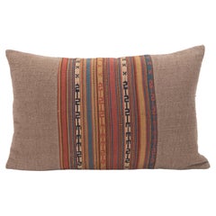 Pillowcase Made from Antique Kilim Fragment and Contemporary Hemp Fabric
