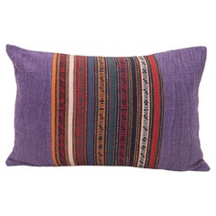 Pillowcase Made from Antique Kilim Fragment and Contemporary Hemp Fabric