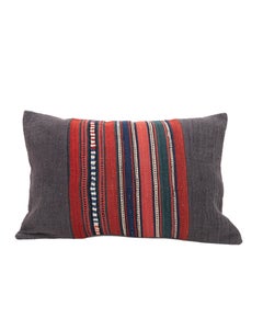 Pillowcase Made from Antique Kılım Fragment and Contemporary Hemp Fabric