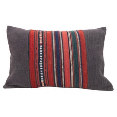 Pillowcase Made from Antique Kılım Fragment and Contemporary Hemp Fabric