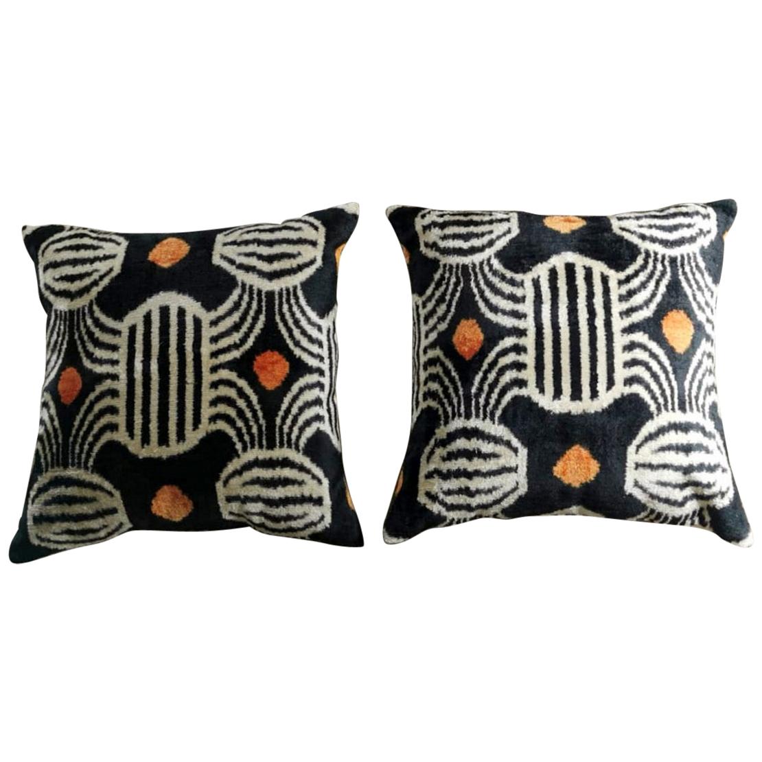 Pillows Handmade in Ikat Silk Fabric on Both Sides Uzbekistan