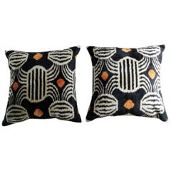 Pillows Handmade in Ikat Silk Fabric on Both Sides Uzbekistan