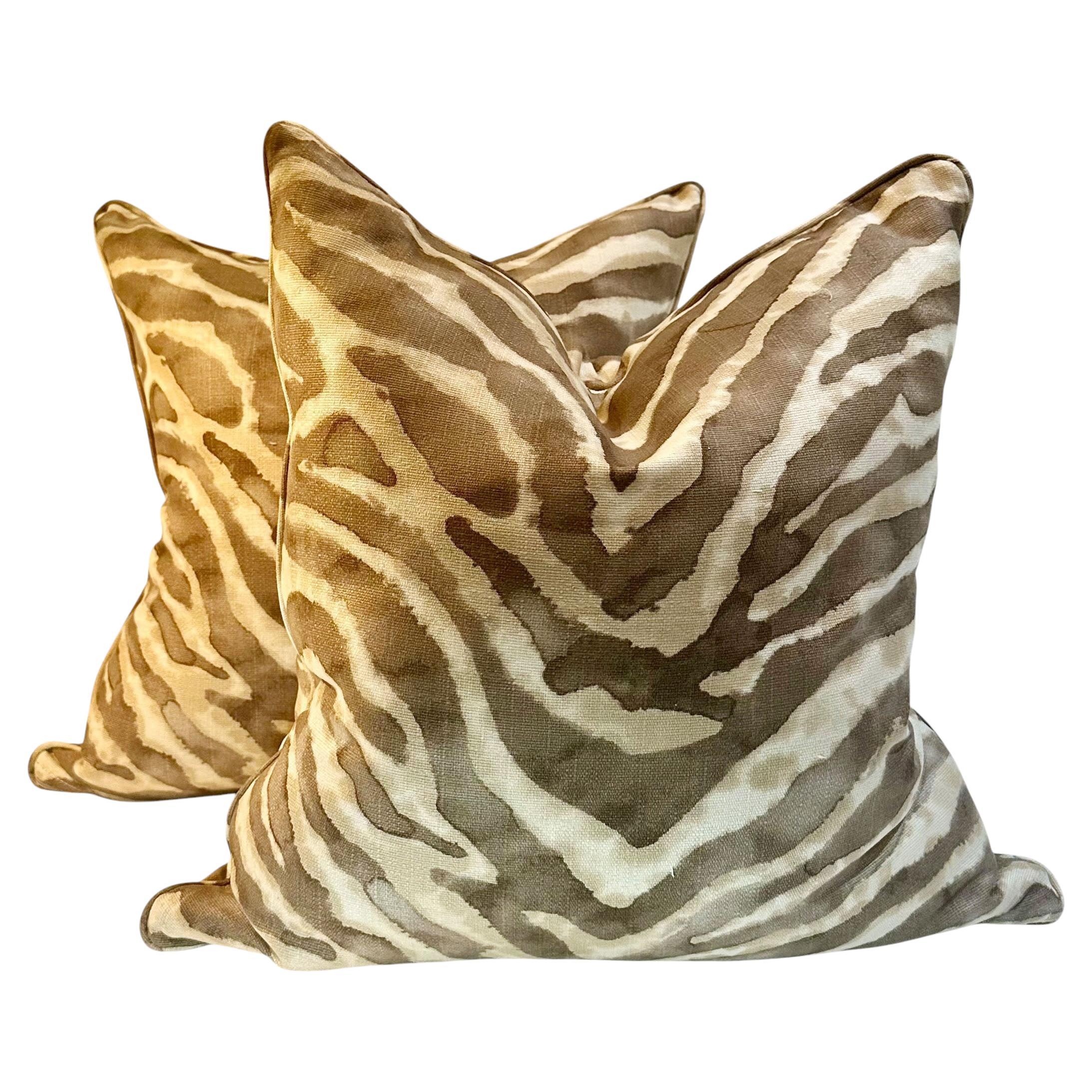 Pillows in Clarence House Tiger Fabric