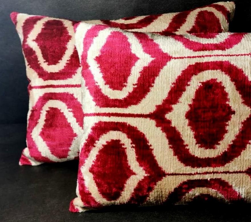 20th Century Pillows 'Set of 2 Pieces' Handmade in Ikat Fabric, Uzbekistan, 1990