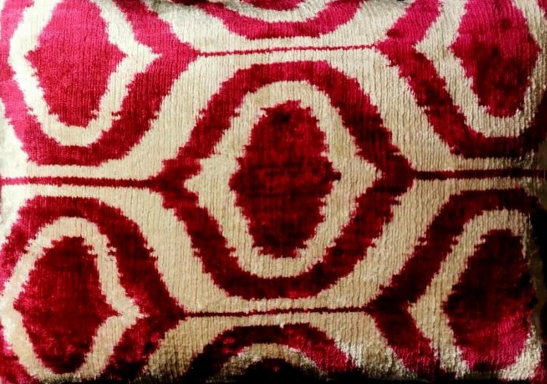 Silk Pillows 'Set of 2 Pieces' Handmade in Ikat Fabric, Uzbekistan, 1990