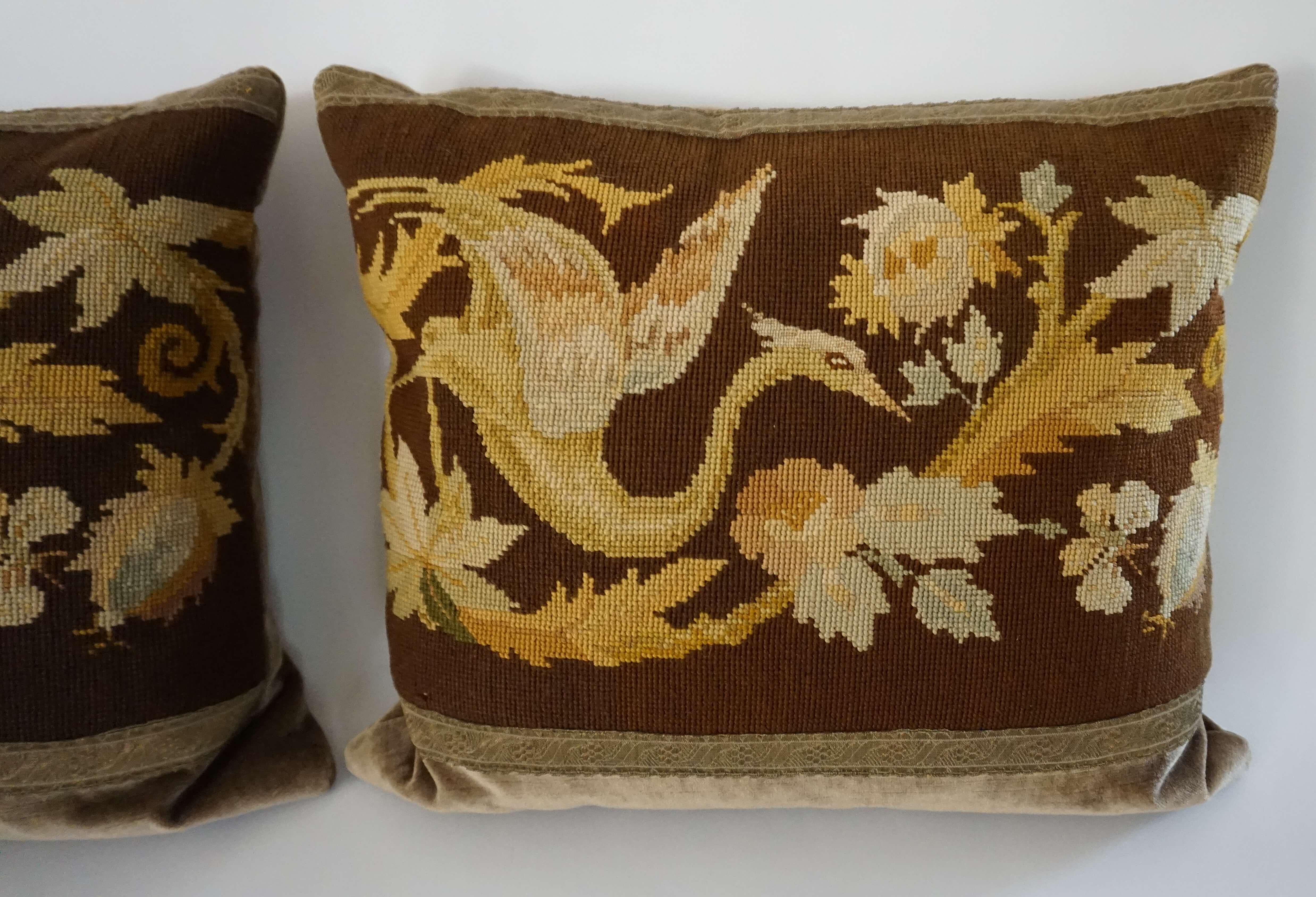 Victorian Antique English Needlepoint Pillows