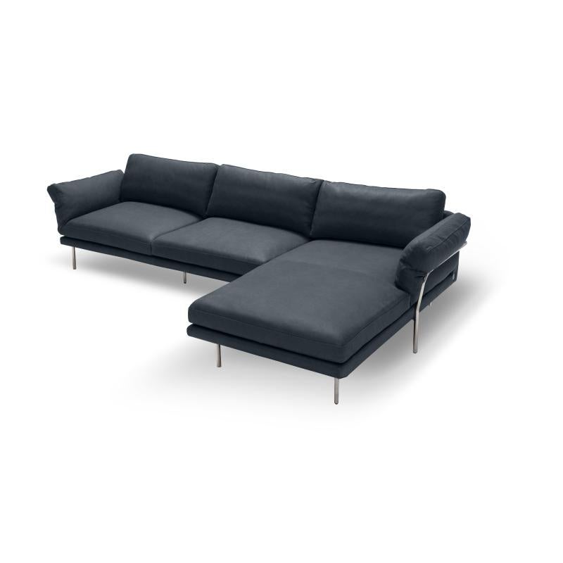 Contemporary Pillowy Incline Sofa with Full-Grain & Vegan Leather Options For Sale