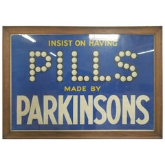 Pills by Parkinson's Rare 1930s Advertising Silkscreen Poster Vibrant Blue, UK