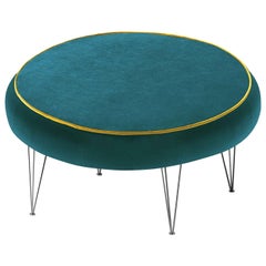 Pills Green Round Pouf with Black Legs