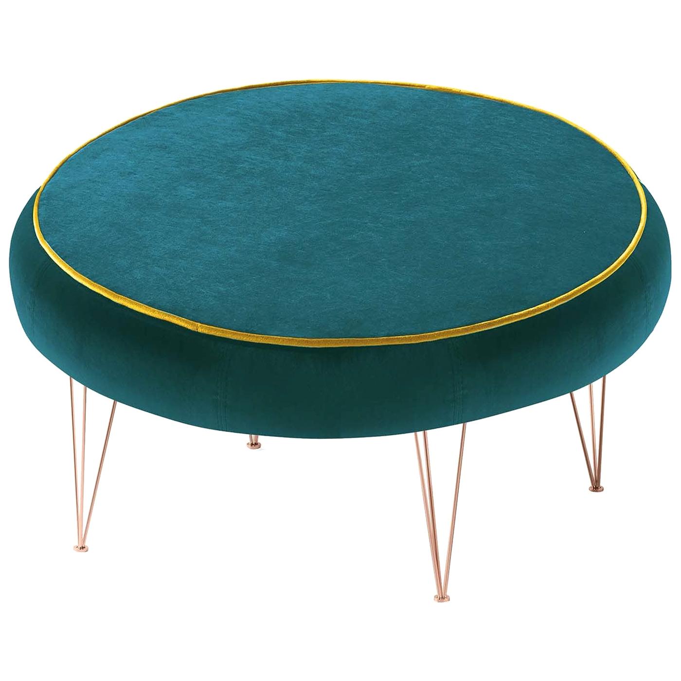 Pills Green Round Pouf with Copper Legs