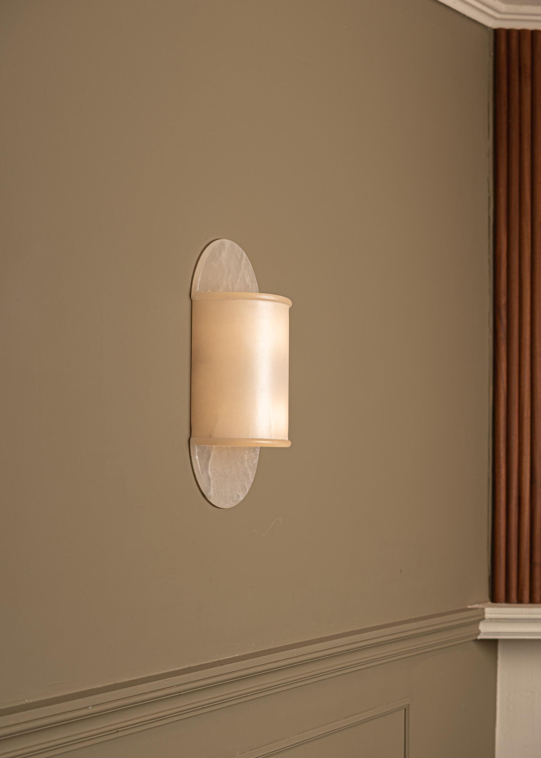 Spanish Pilolo White Alabaster Wall Sconce by Simone & Marcel For Sale