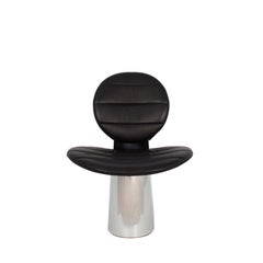 Pilota Black Leather Silver Lounge Chair by Pulpo