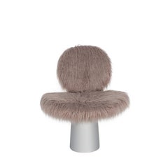 Pilota Grey Faux Fur White Aluminium Lounge Chair by Pulpo