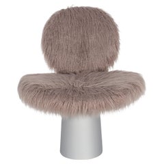 Pilota Grey Faux Fur White Aluminium Lounge Chair di Pulpo