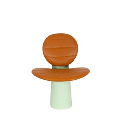 Sedia da salotto Pilota in pelle di terracotta White Greene & Greene by Pulpo
