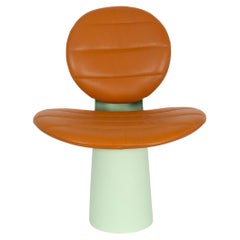 Pilota Terracotta Leather White Green Lounge Chair by Pulpo