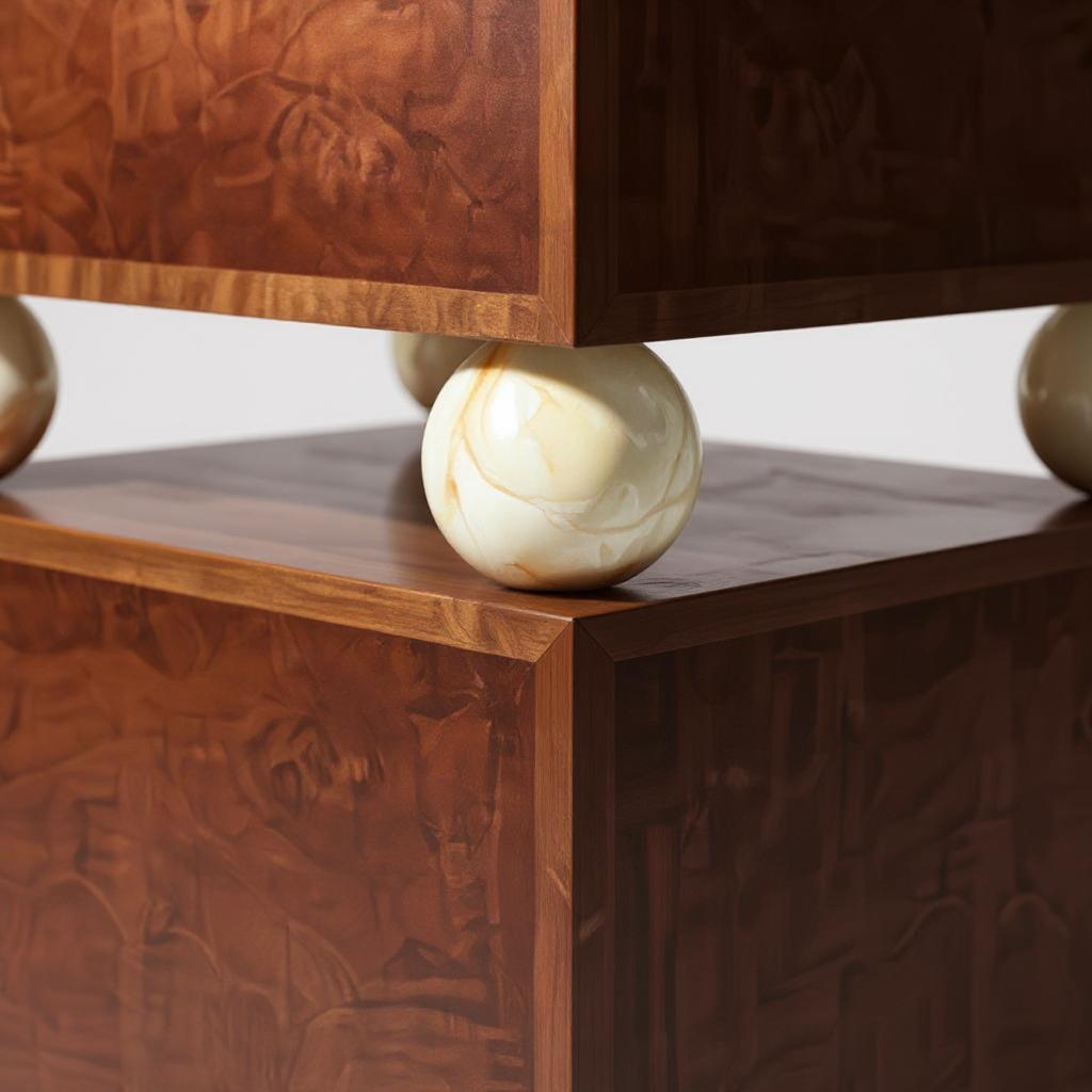 Armario modular Piltan en nogal burl con base de mármol by VandaVee en Nuevo estado para la venta en London, GB