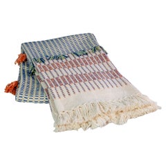 Pima Cotton Handwoven Throw Macrame Accent Natural Dye in Apricot, in Stock