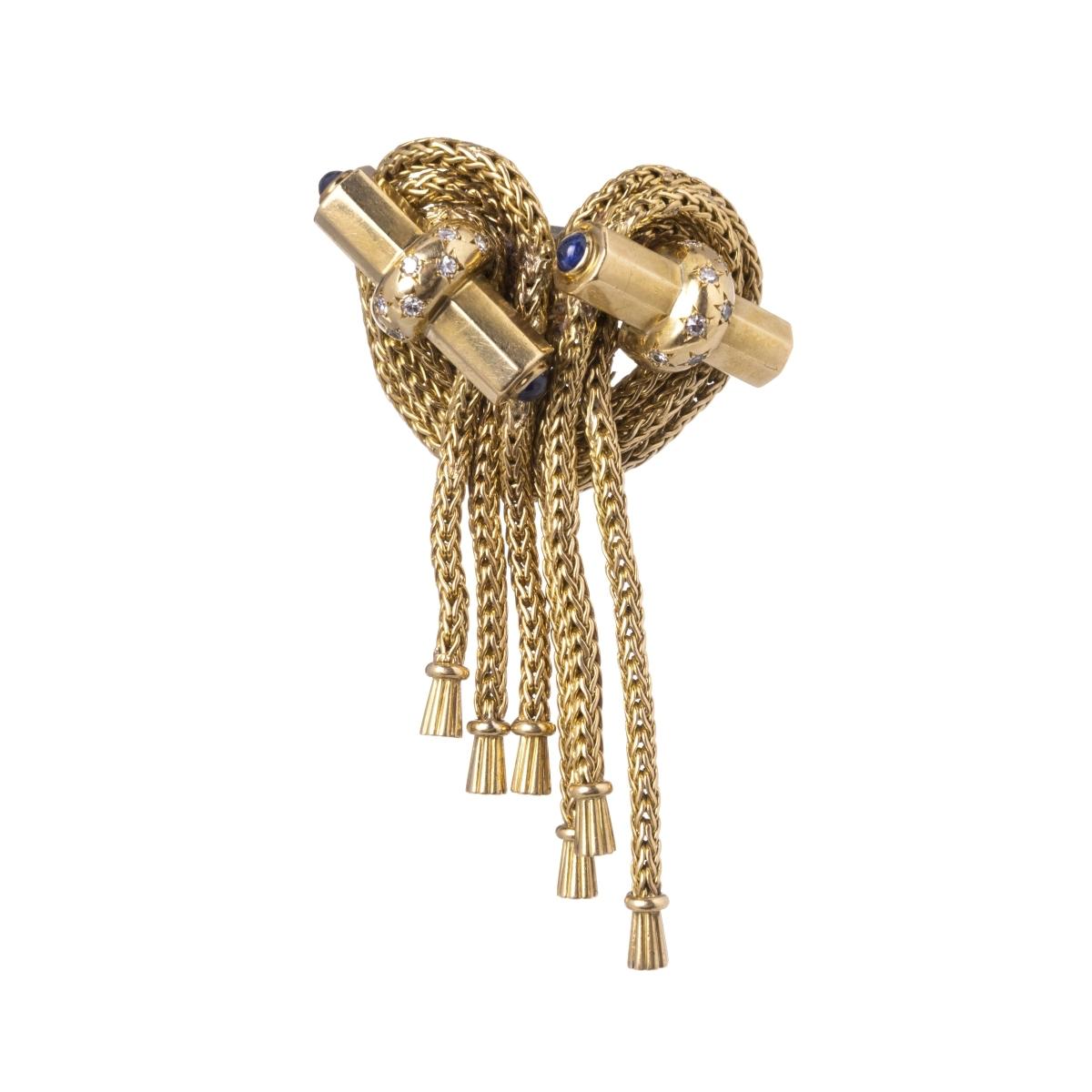 Pin in Gold Marchak, Paris French, Late 19th Century Art Deco, in 18 Kt Gold For Sale 1